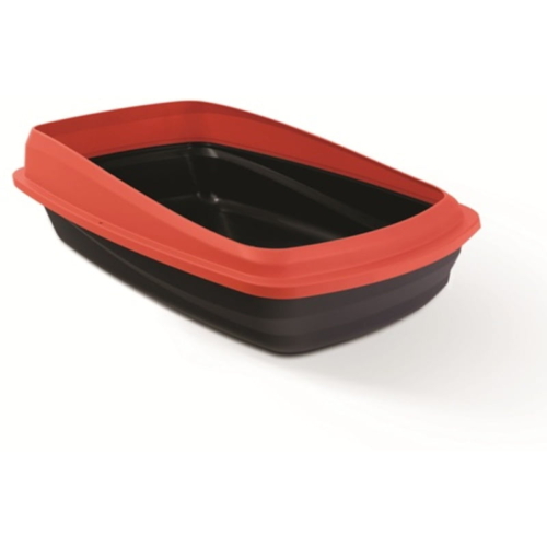 Catit Cat Pan With Removable Rim Red And Charcoal - Large